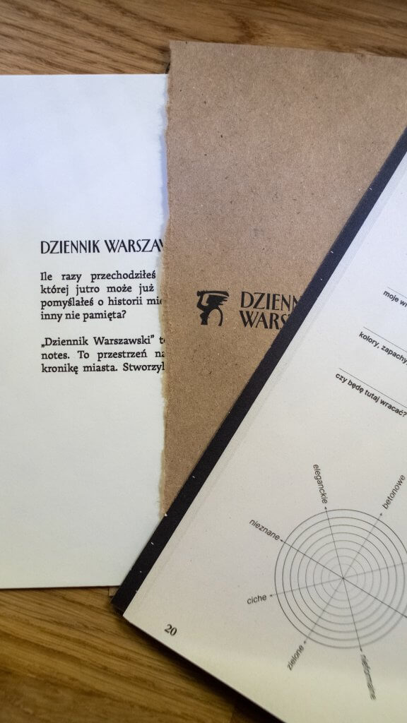 Rozerwana koperta z logo Dziennika Warszawskiego, list powitalny i strona dziennika z wykresem wrażeń